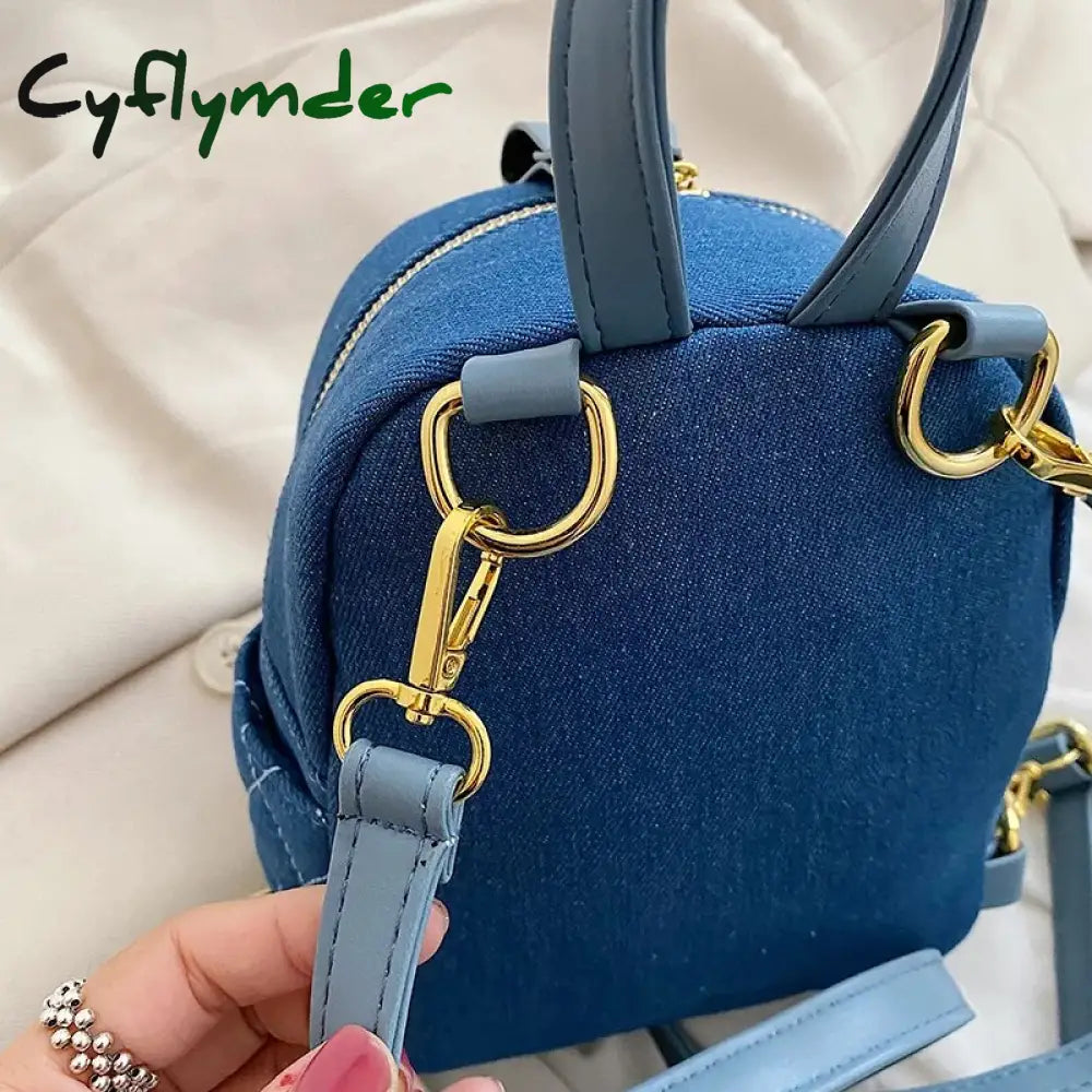 Cyflymder Fashion Denim Women Backpack Luxury Designer Backpacks Small School Bag For Girls Cute