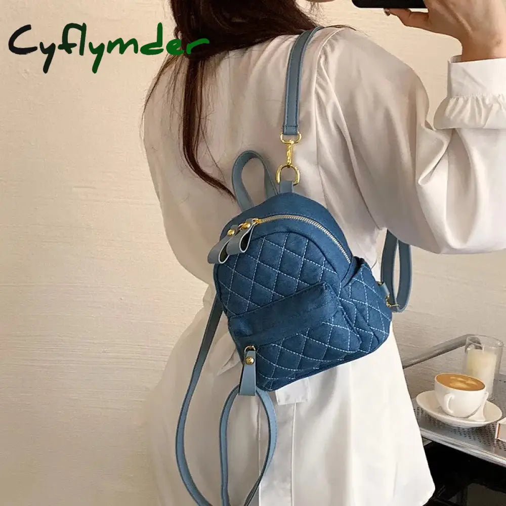 Cyflymder Fashion Denim Women Backpack Luxury Designer Backpacks Small School Bag For Girls Cute