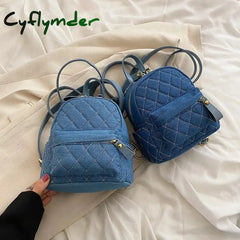 Cyflymder Fashion Denim Women Backpack Luxury Designer Backpacks Small School Bag For Girls Cute