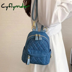 Cyflymder Fashion Denim Women Backpack Luxury Designer Backpacks Small School Bag For Girls Cute