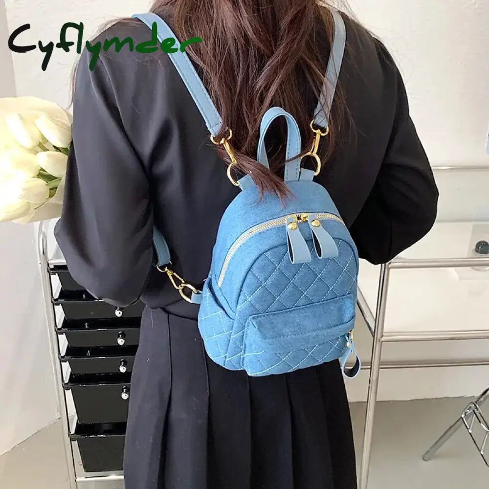 Cyflymder Fashion Denim Women Backpack Luxury Designer Backpacks Small School Bag For Girls Cute