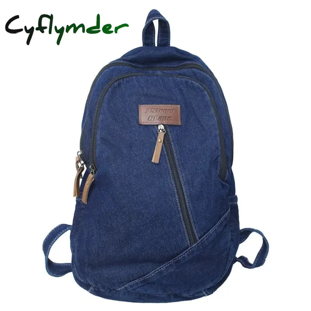 Cyflymder Fashion Denim Women’s Backpack Simple Small Feminina Travel Casual Large Capacity