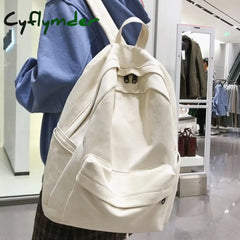 Cyflymder Fashion Female Bookbag Cotton Women Backpack For Teenagers Girl College Men Black School