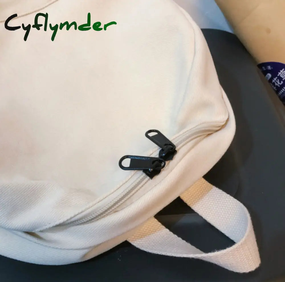 Cyflymder Fashion Female Bookbag Cotton Women Backpack For Teenagers Girl College Men Black School