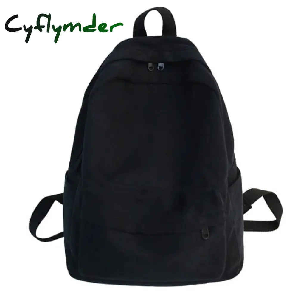 Cyflymder Fashion Female Bookbag Cotton Women Backpack For Teenagers Girl College Men Black School