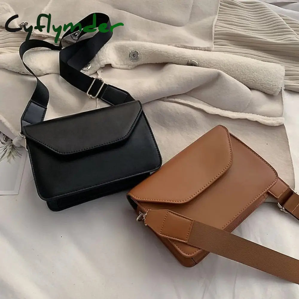 Cyflymder Fashion Flap Crossbody Bags For Women Pu Leather Small Square Bag Clutches Casual