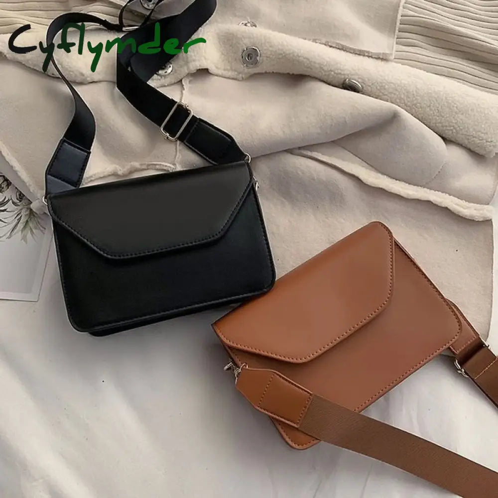 Cyflymder Fashion Flap Crossbody Bags For Women Pu Leather Small Square Bag Clutches Casual