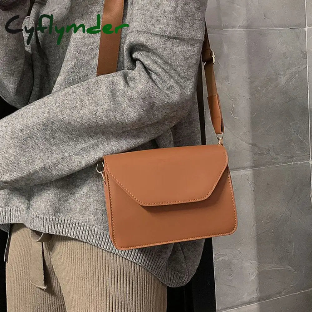 Cyflymder Fashion Flap Crossbody Bags For Women Pu Leather Small Square Bag Clutches Casual