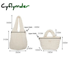 Cyflymder Fashion Fold Cloud Shoulder Bag Soft Portable Causal Tote Bubble Chiffon Polyester