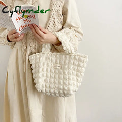 Cyflymder Fashion Fold Cloud Shoulder Bag Soft Portable Causal Tote Bubble Chiffon Polyester