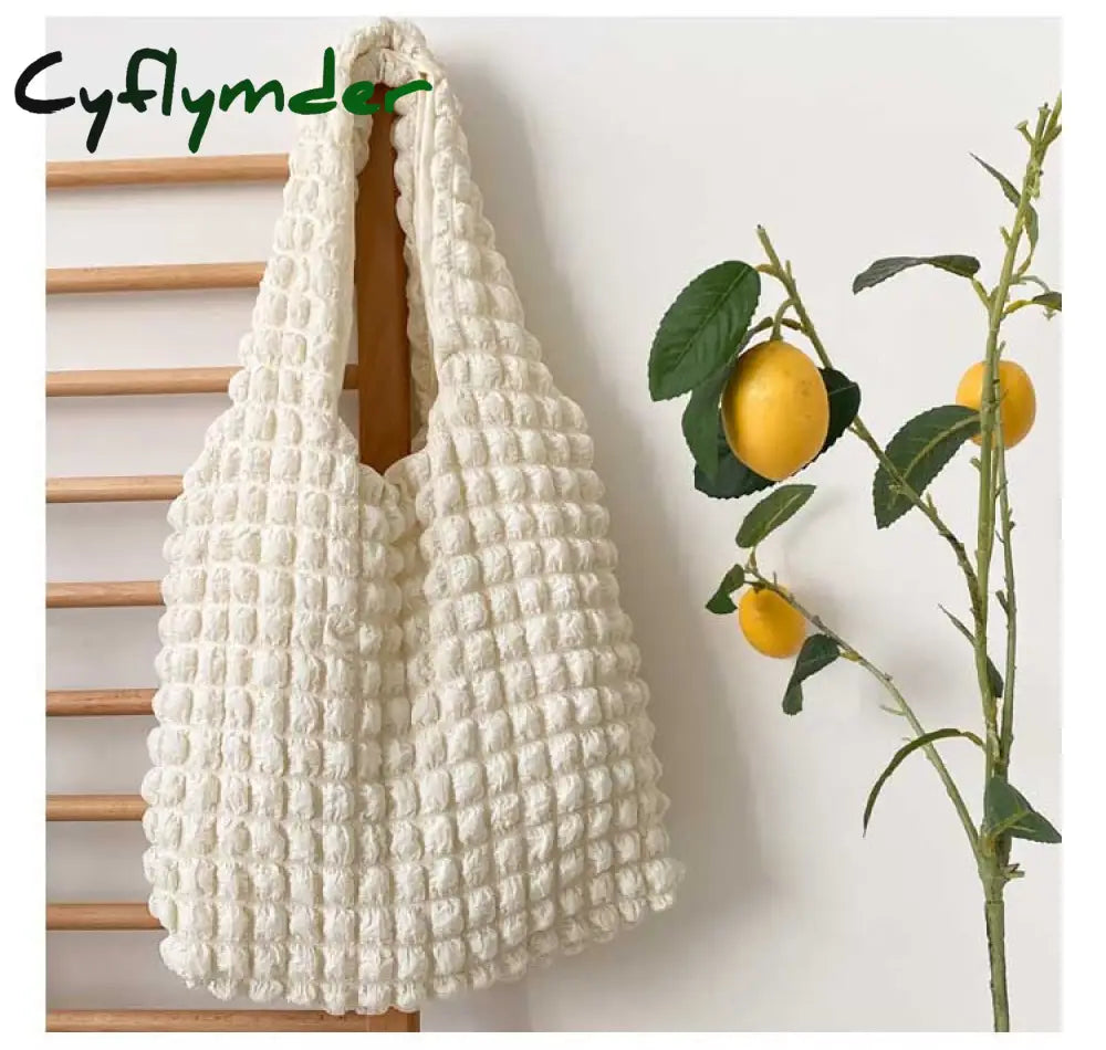 Cyflymder Fashion Fold Cloud Shoulder Bag Soft Portable Causal Tote Bubble Chiffon Polyester