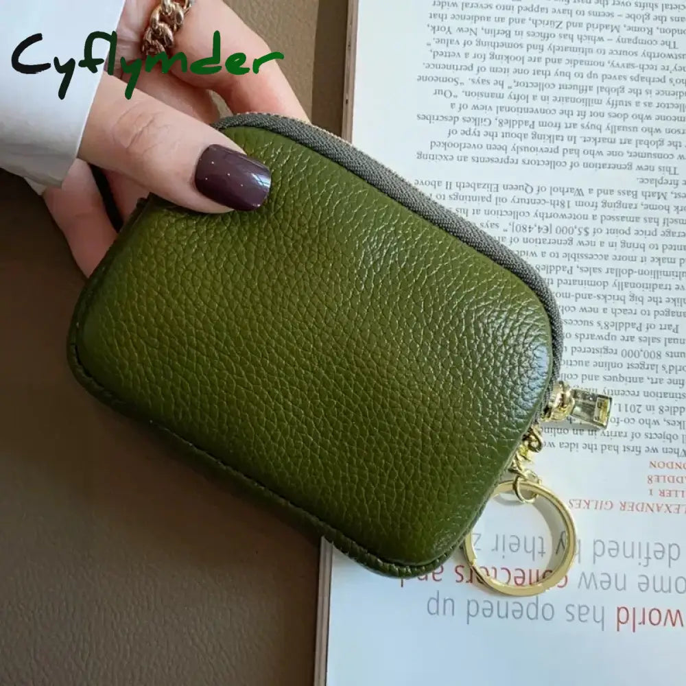 Cyflymder Fashion Genuine Leather Short Women Wallet Clutch Coin Purse Card Holder Organizer Bags Mini Zipper Cute