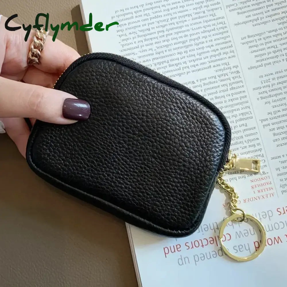 Cyflymder Fashion Genuine Leather Short Women Wallet Clutch Coin Purse Card Holder Organizer Bags Mini Zipper Cute