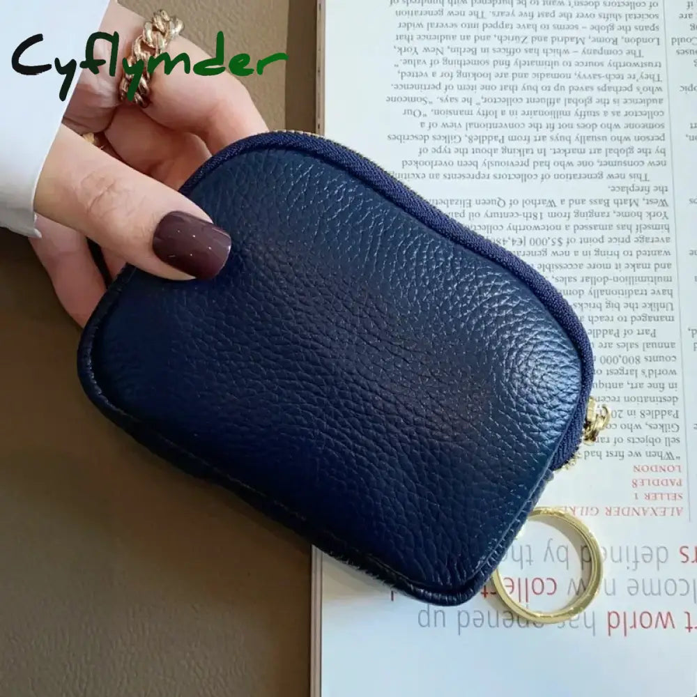 Cyflymder Fashion Genuine Leather Short Women Wallet Clutch Coin Purse Card Holder Organizer Bags Mini Zipper Cute
