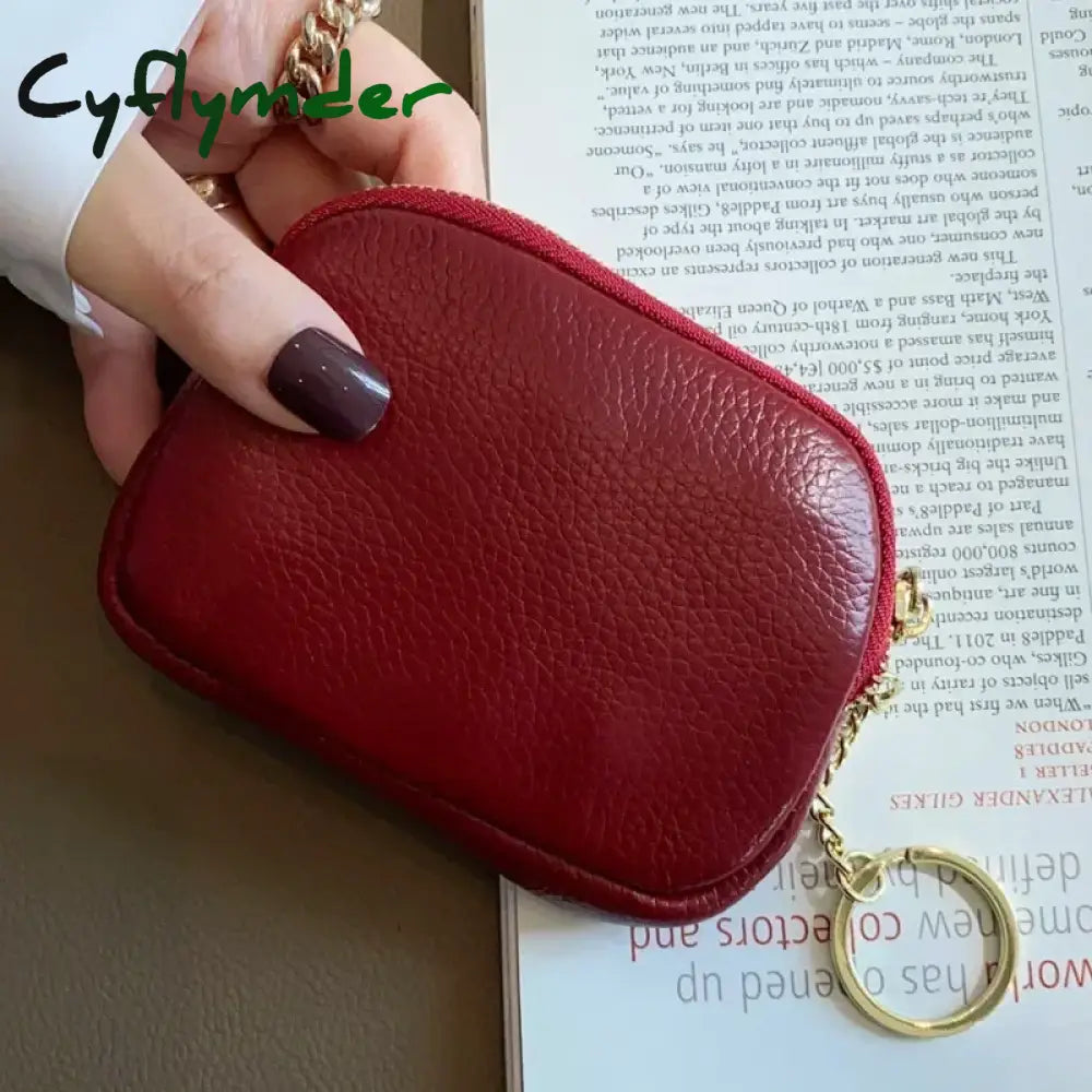 Cyflymder Fashion Genuine Leather Short Women Wallet Clutch Coin Purse Card Holder Organizer Bags Mini Zipper Cute