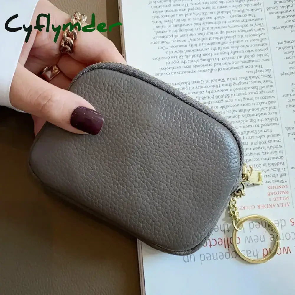 Cyflymder Fashion Genuine Leather Short Women Wallet Clutch Coin Purse Card Holder Organizer Bags Mini Zipper Cute