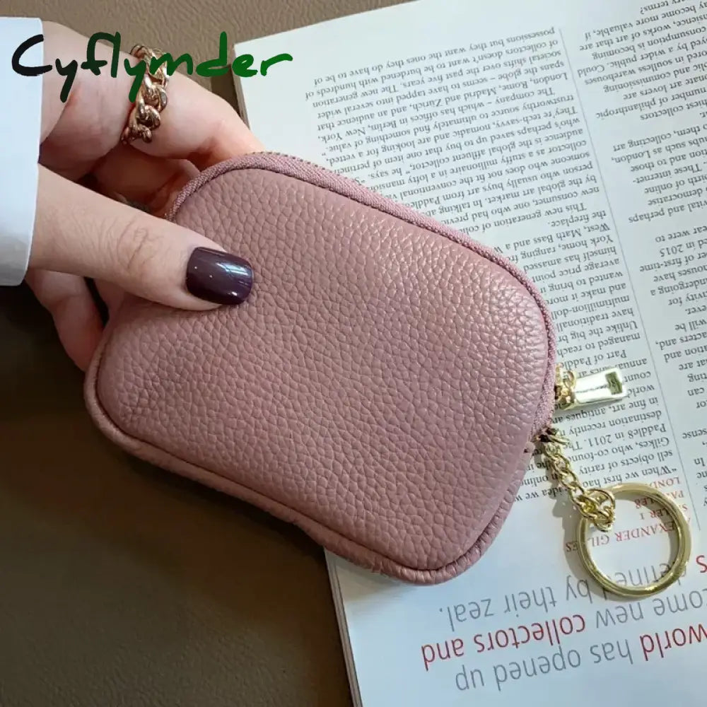 Cyflymder Fashion Genuine Leather Short Women Wallet Clutch Coin Purse Card Holder Organizer Bags Mini Zipper Cute