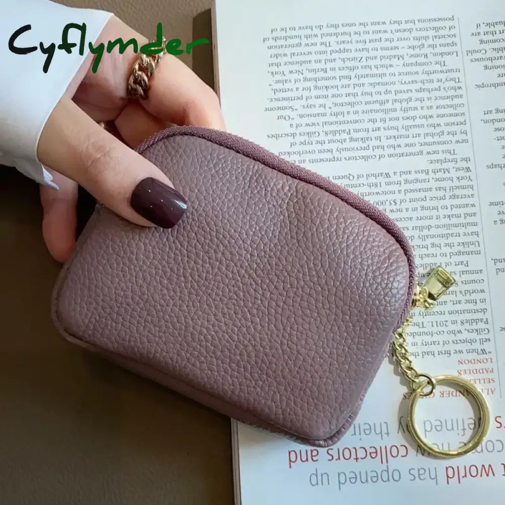 Cyflymder Fashion Genuine Leather Short Women Wallet Clutch Coin Purse Card Holder Organizer Bags Mini Zipper Cute