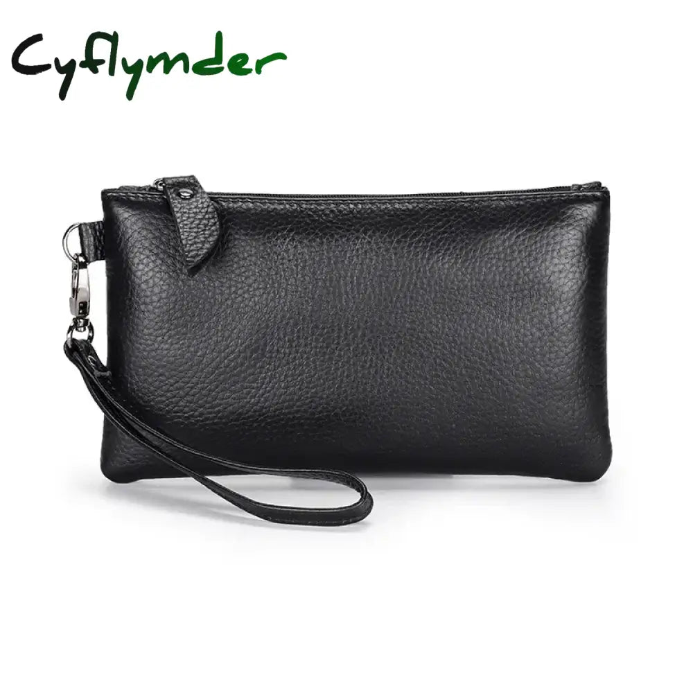 Cyflymder Fashion Genuine Leather Wallets For Women Simple Red Wallet Female Long Coin Purse