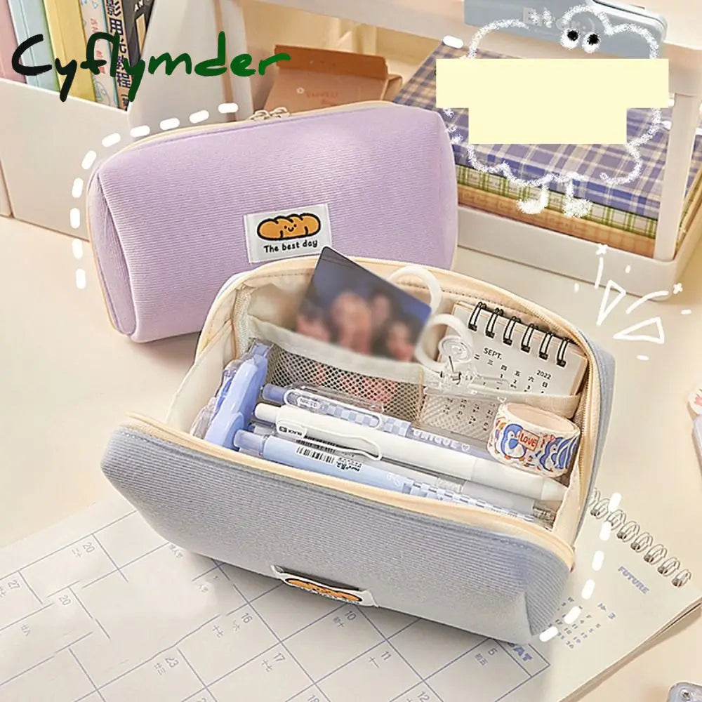 Cyflymder Fashion Gift Accessories School Supplies Pencil Box Stationery Bag Floral Case Lovely Pen