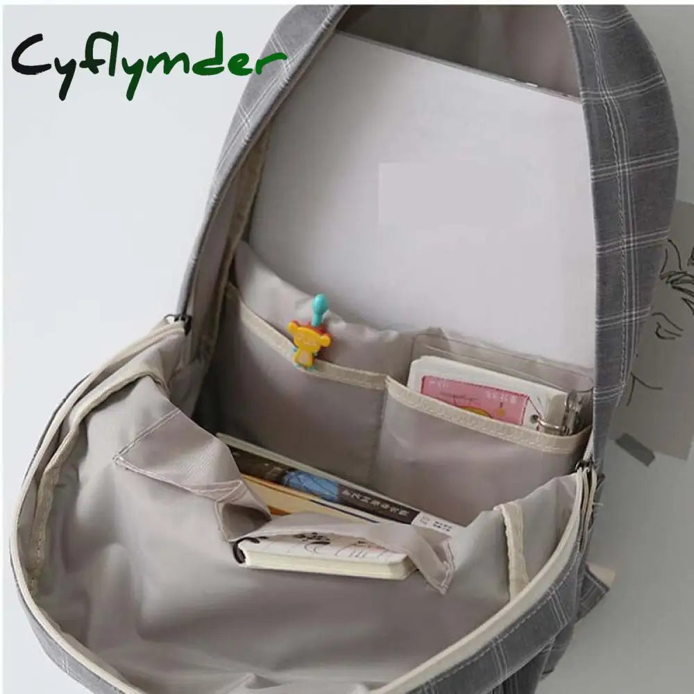 Cyflymder Fashion Girl College School Bag Casual New Simple Women Backpack Striped Book Packbags