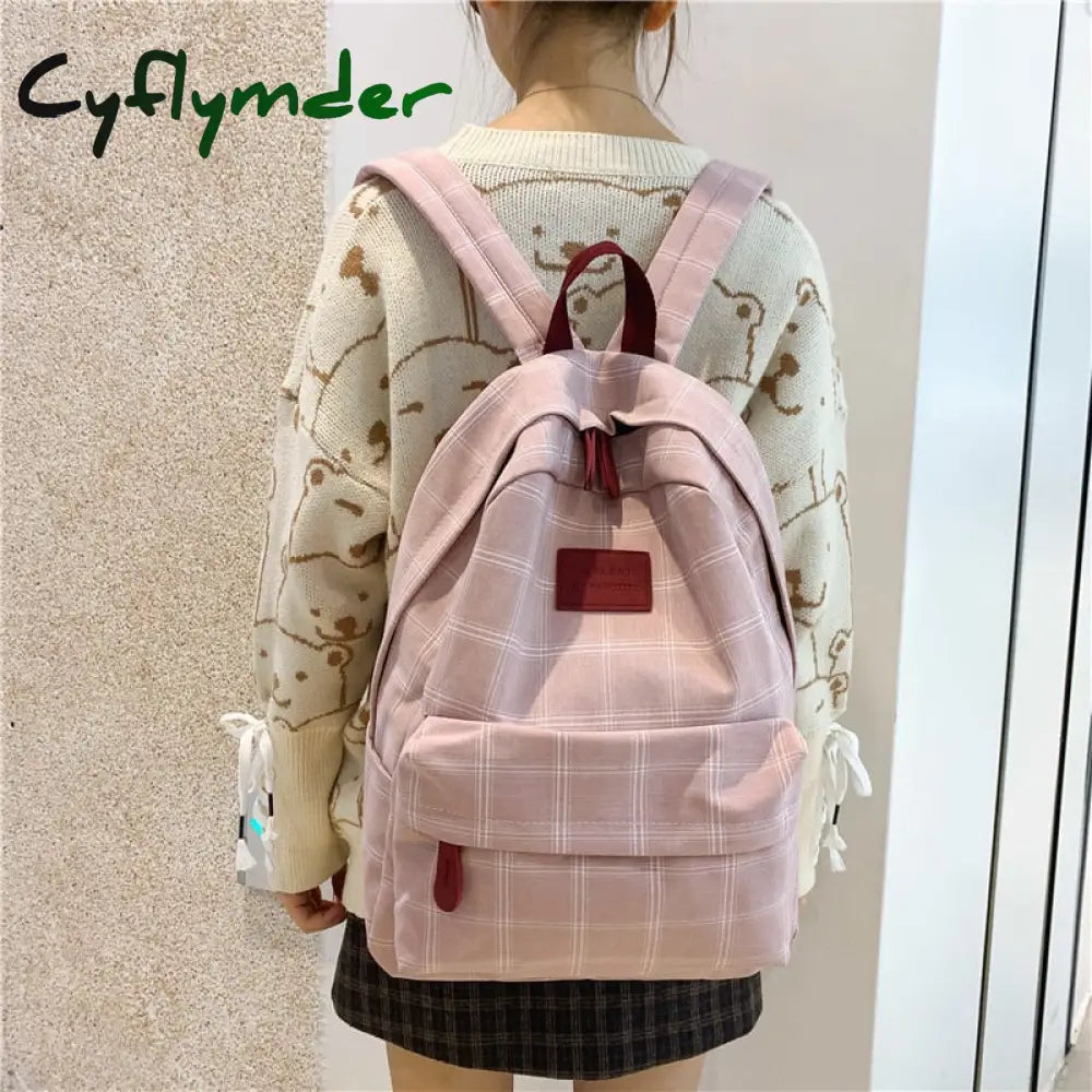 Cyflymder Fashion Girl College School Bag Casual New Simple Women Backpack Striped Book Packbags