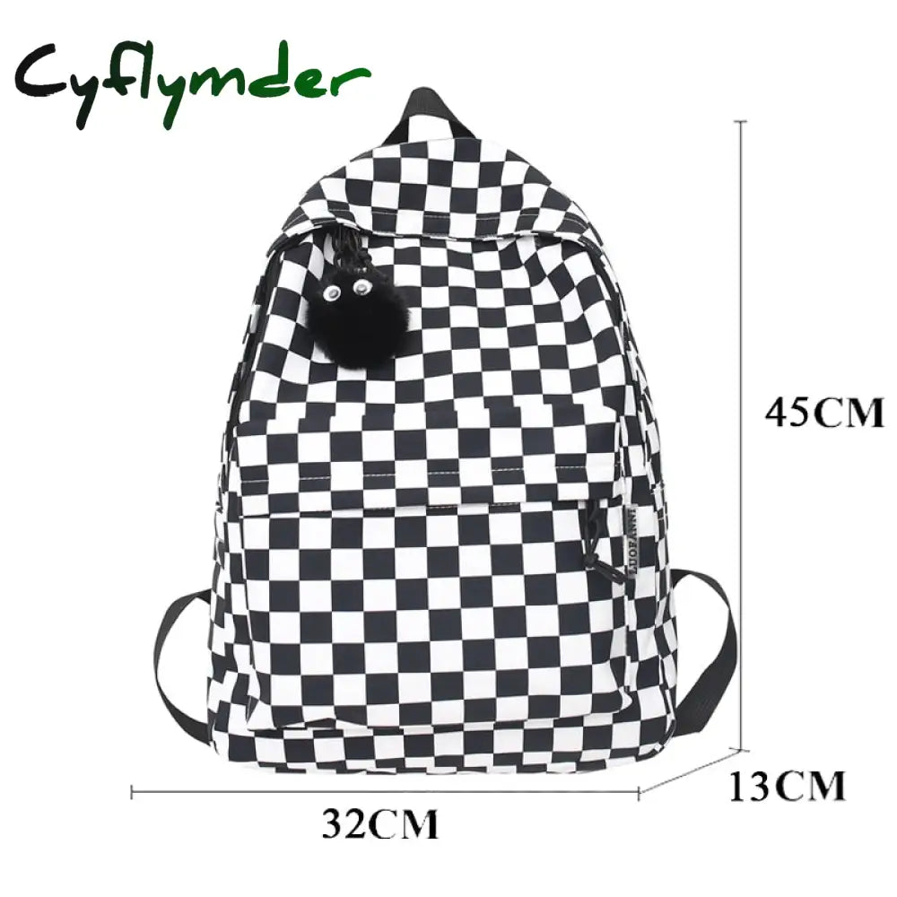 Cyflymder Fashion Girls Plaid Backpack Waterproof Leisure Shoulder Bag Women Laptop Mochila Bookbag