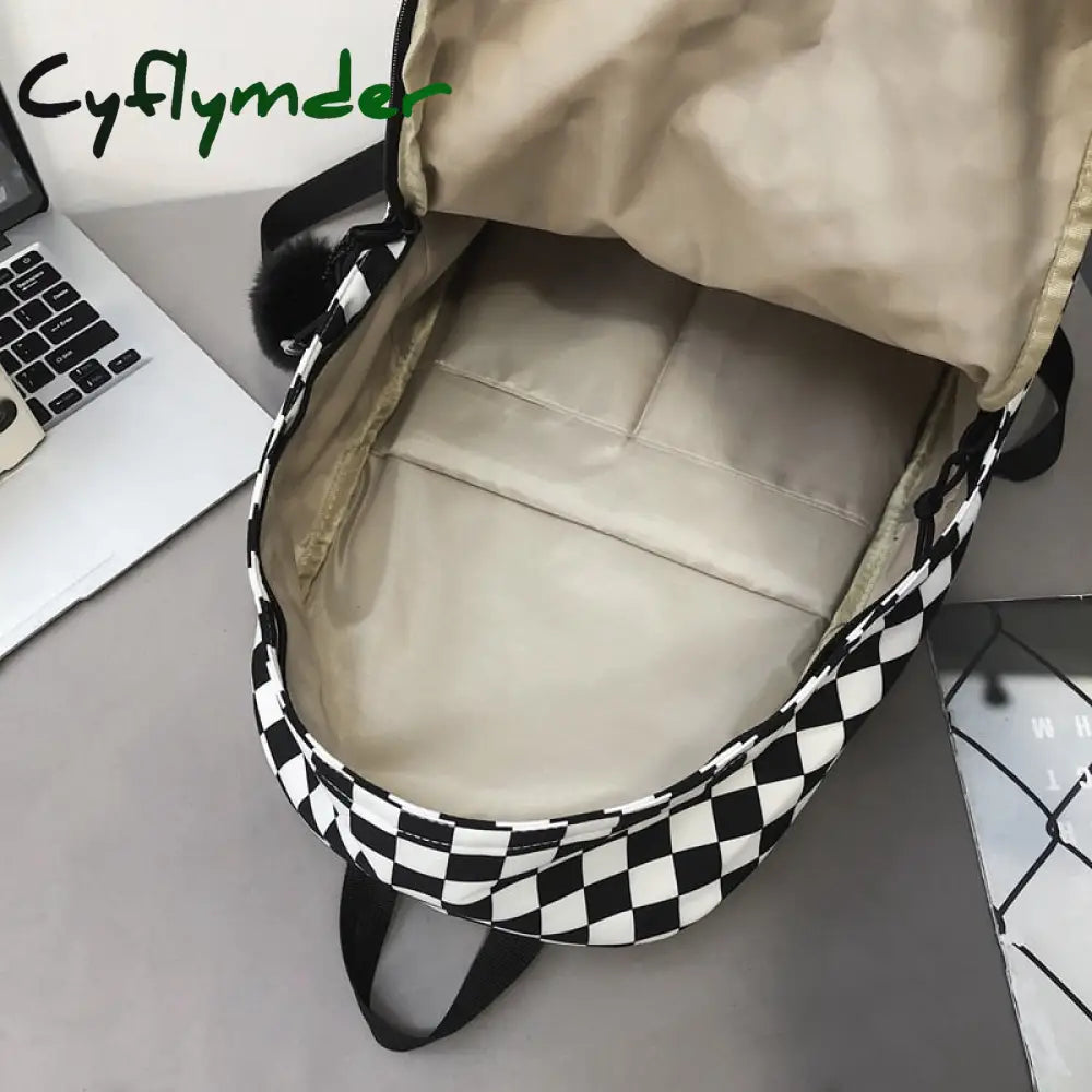 Cyflymder Fashion Girls Plaid Backpack Waterproof Leisure Shoulder Bag Women Laptop Mochila Bookbag