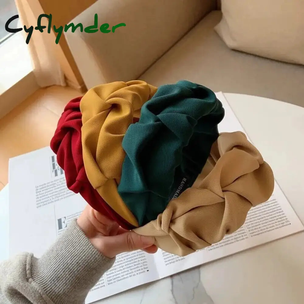 Cyflymder Fashion Hair Hoop Bands For Women Girls Flower Solid Color Headbands Designer Wide