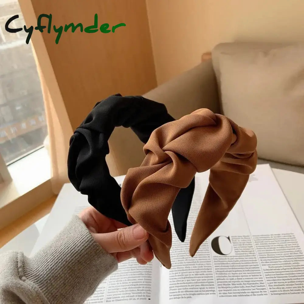 Cyflymder Fashion Hair Hoop Bands For Women Girls Flower Solid Color Headbands Designer Wide