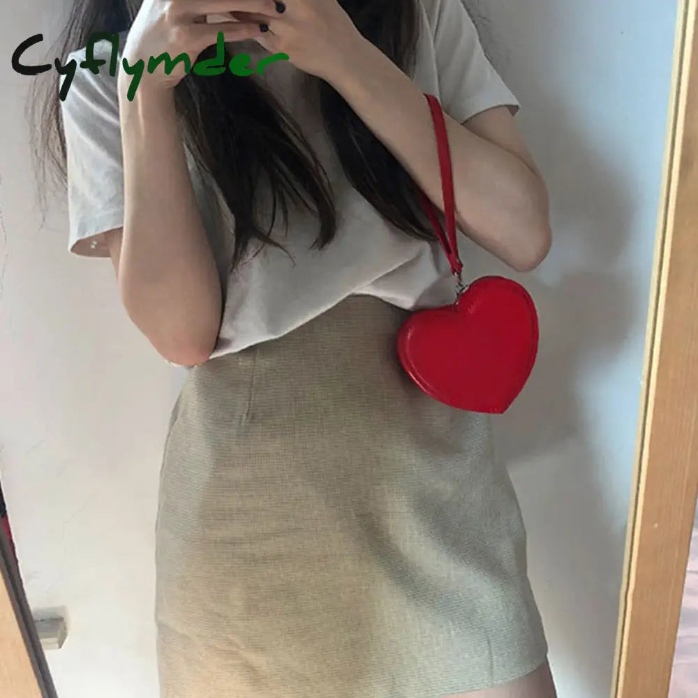 Cyflymder Fashion Heart Shaped Mini Money Purse Women Handbag Top-Handle Bag Female Clutch Ladies