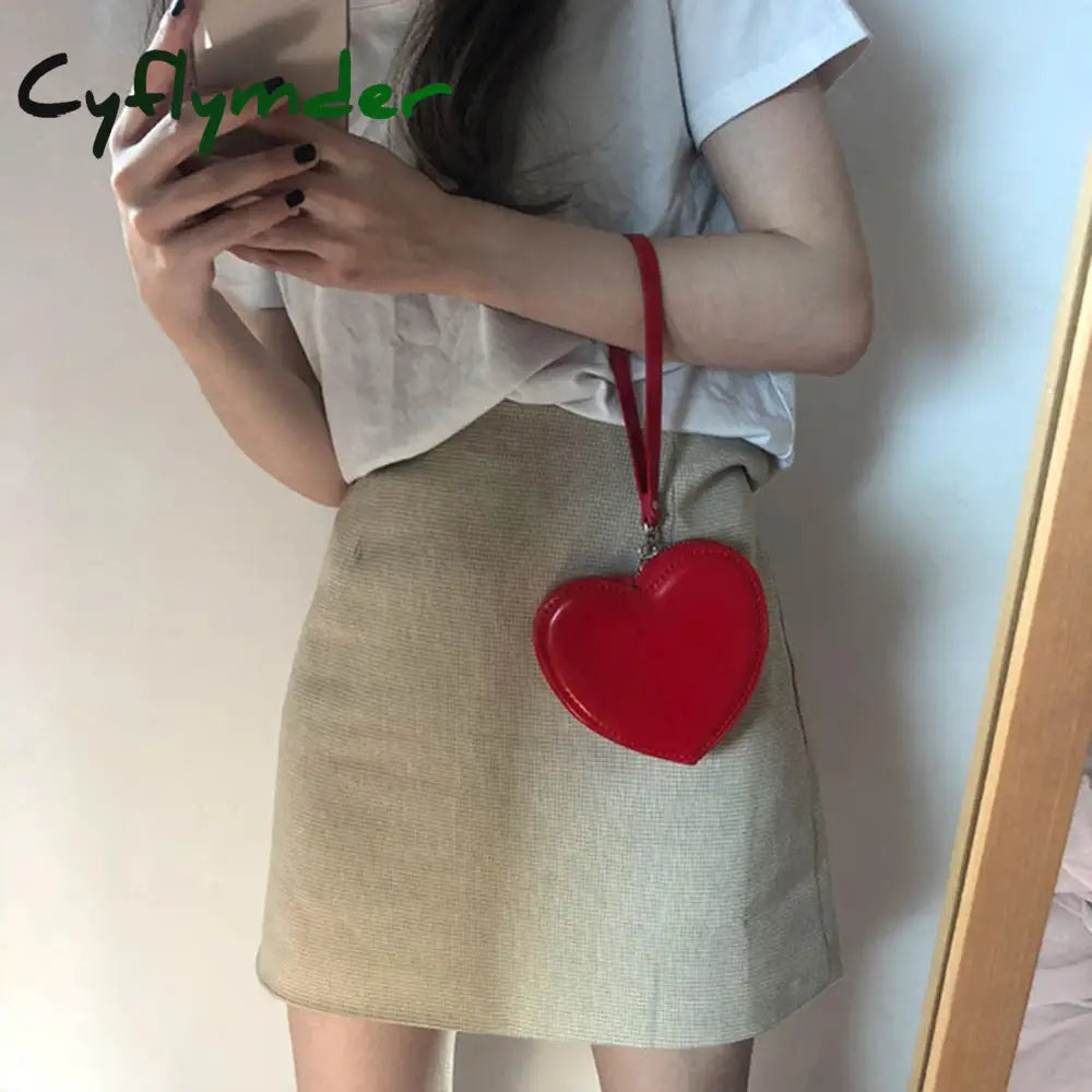 Cyflymder Fashion Heart Shaped Mini Money Purse Women Handbag Top-Handle Bag Female Clutch Ladies