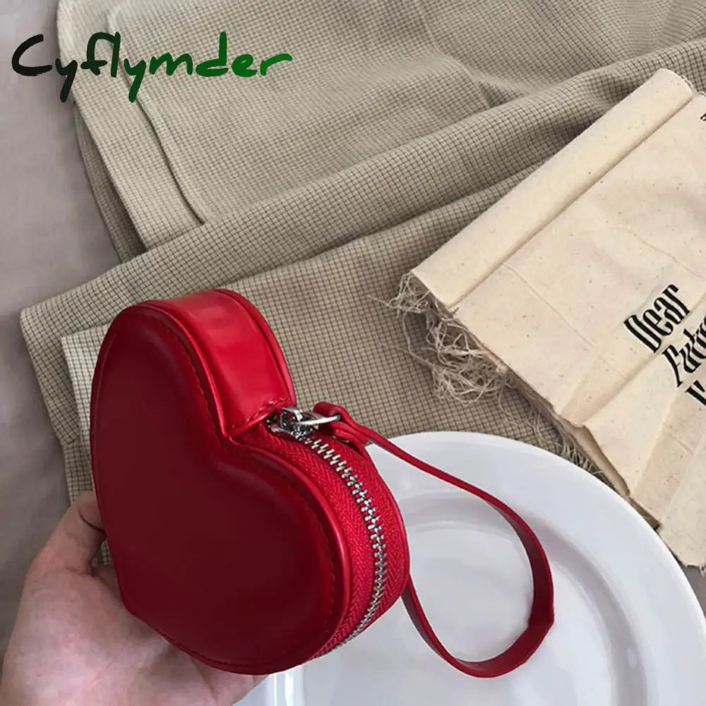 Cyflymder Fashion Heart Shaped Mini Money Purse Women Handbag Top-Handle Bag Female Clutch Ladies