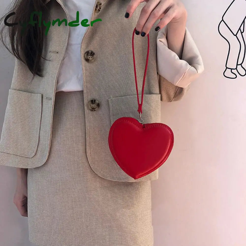 Cyflymder Fashion Heart Shaped Mini Money Purse Women Handbag Top-Handle Bag Female Clutch Ladies