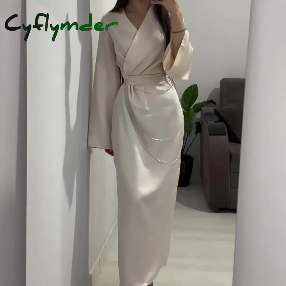  Luxury Goddess Spaghetti Dress Autumn Winter New Style Waist Sexy Split Hip Lady Vestidos