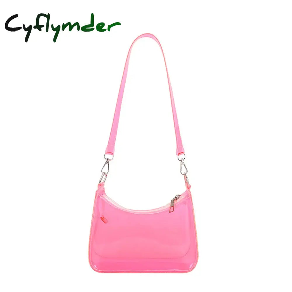 Cyflymder Fashion Ladies Jelly Candy Color Clear Underarm Bag Women Casual Handbags Purse Mobile