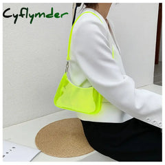 Cyflymder Fashion Ladies Jelly Candy Color Clear Underarm Bag Women Casual Handbags Purse Mobile