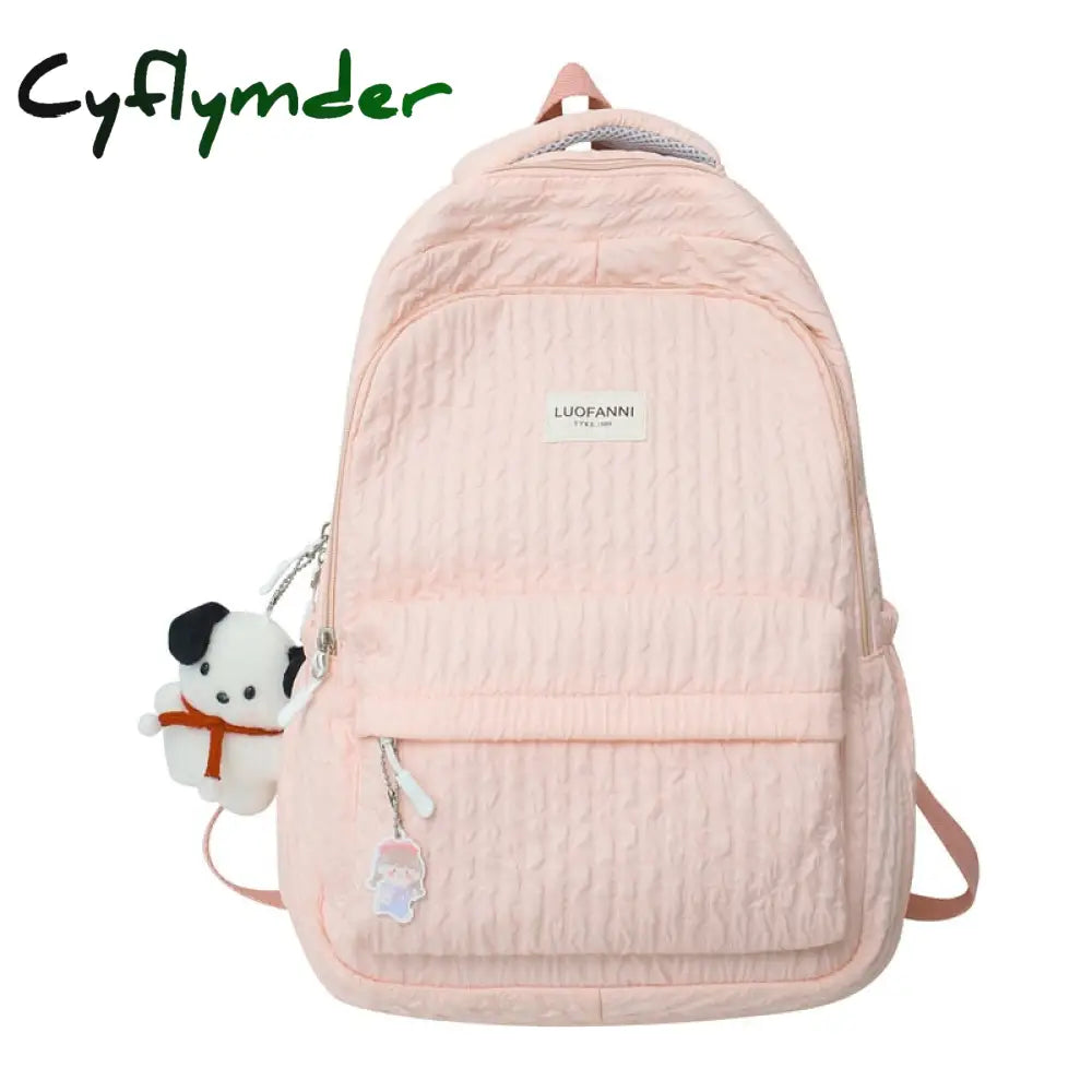Cyflymder Fashion Lady Cute Pink Laptop Female Travel Book Bag Trendy Cool Women New College
