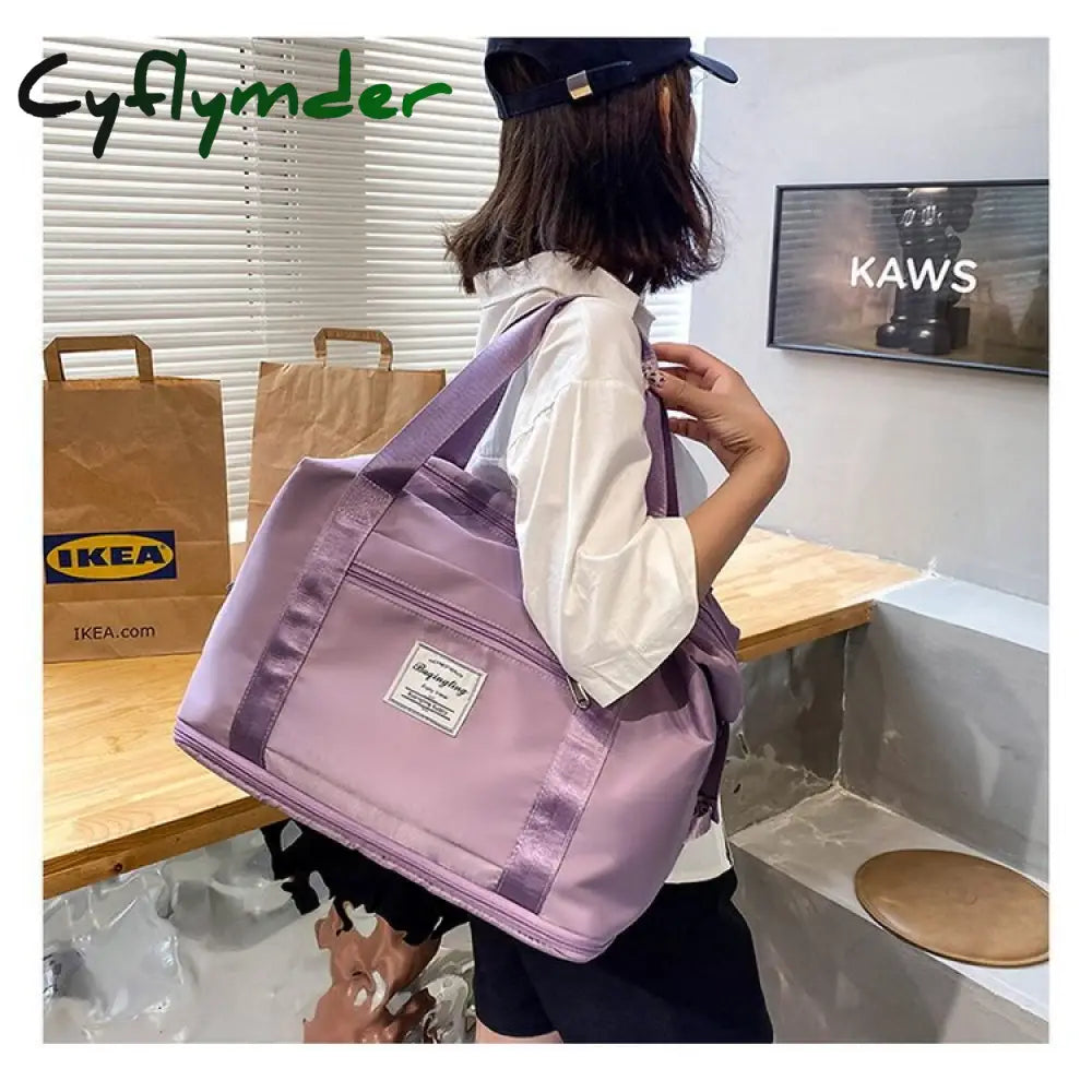 Cyflymder Fashion Large Travel Cabin Tote Bag Handbag Nylon Waterproof Shoulder Women Weekend Gym