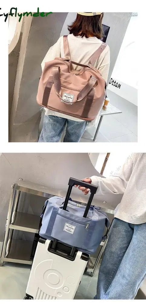 Cyflymder Fashion Large Travel Cabin Tote Bag Handbag Nylon Waterproof Shoulder Women Weekend Gym