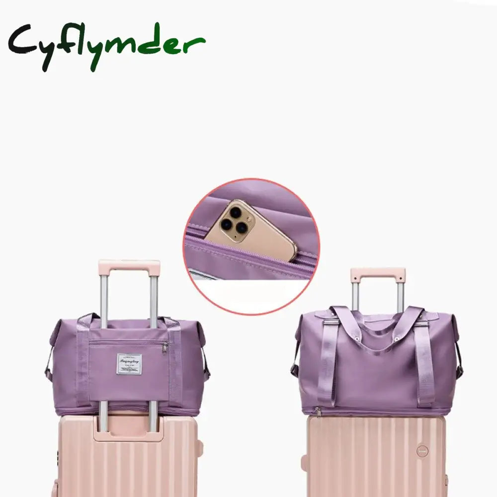 Cyflymder Fashion Large Travel Cabin Tote Bag Handbag Nylon Waterproof Shoulder Women Weekend Gym