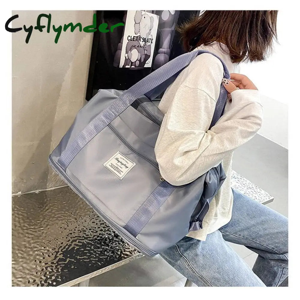 Cyflymder Fashion Large Travel Cabin Tote Bag Handbag Nylon Waterproof Shoulder Women Weekend Gym