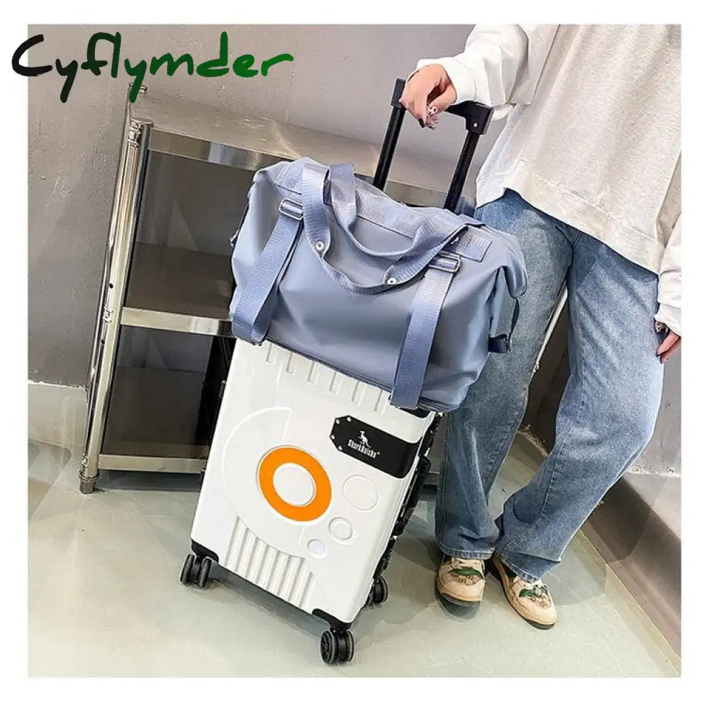 Cyflymder Fashion Large Travel Cabin Tote Bag Handbag Nylon Waterproof Shoulder Women Weekend Gym