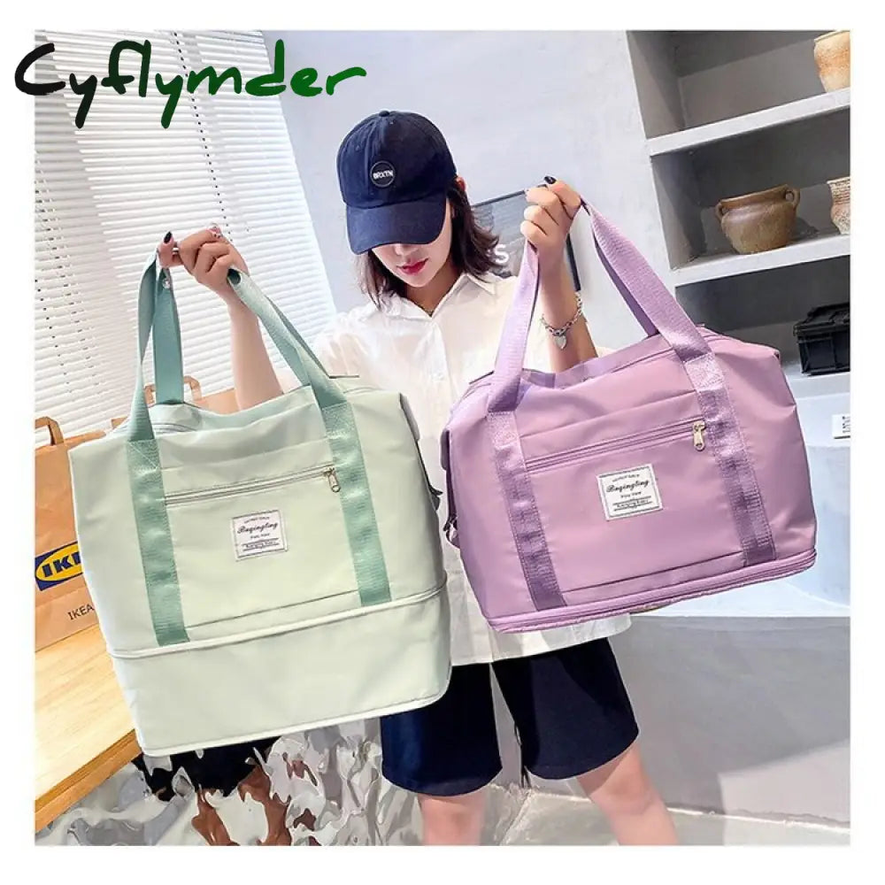 Cyflymder Fashion Large Travel Cabin Tote Bag Handbag Nylon Waterproof Shoulder Women Weekend Gym