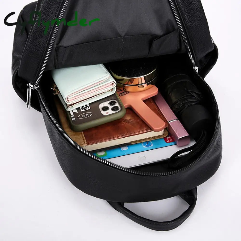 Cyflymder Fashion Leather Women Backpack For Teenager Girls Female Backpack Small Pu Travel