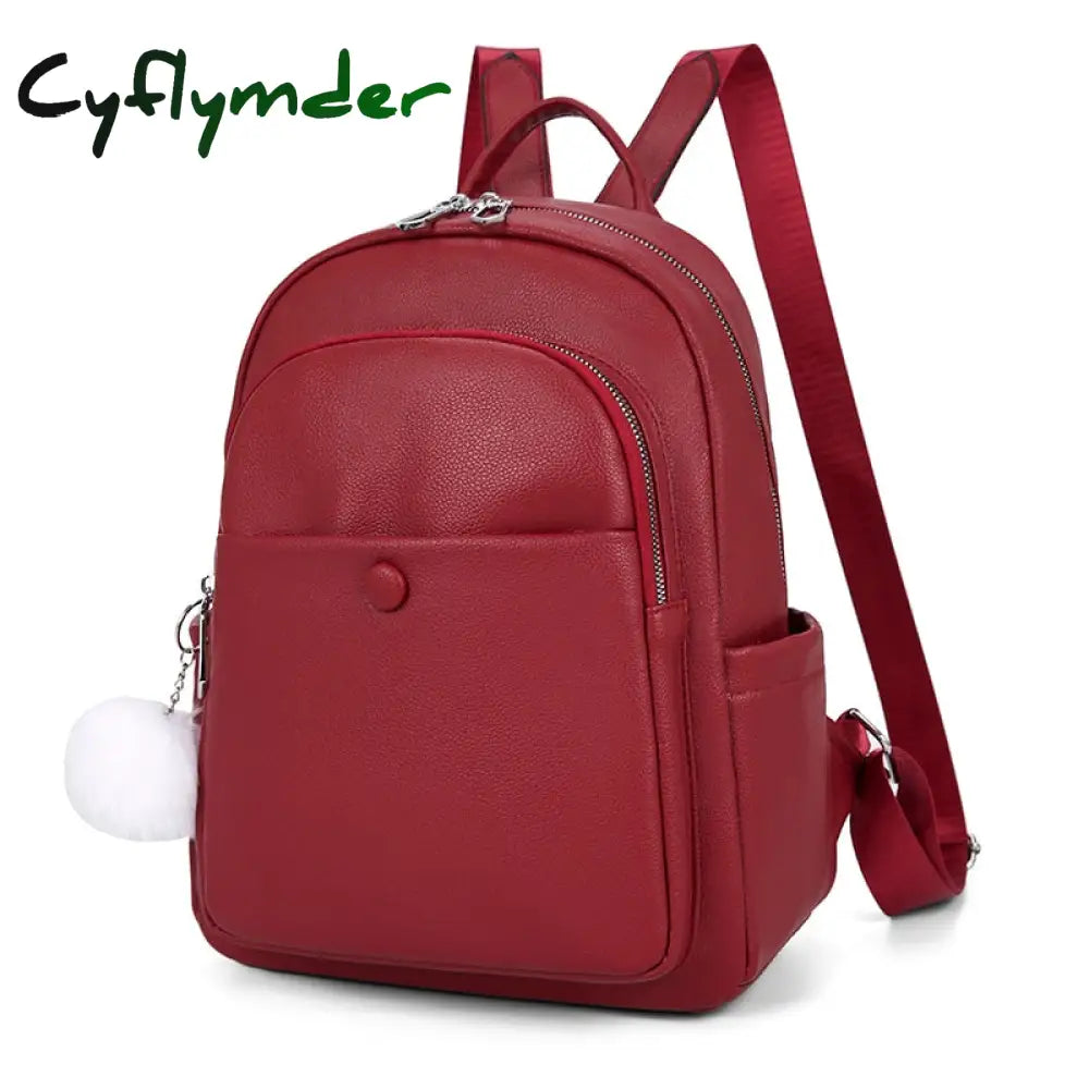 Cyflymder Fashion Leather Women Backpack For Teenager Girls Female Backpack Small Pu Travel