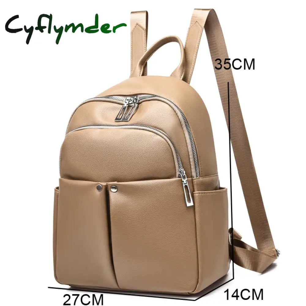 Cyflymder Fashion Leather Women Backpack Soft Large Backpacks Female High Capacity School Bags For