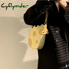 Cyflymder Fashion Lovely Cheese Shape Women Shoulder Bag Yellow Pu Leather Girls Underarm Bags