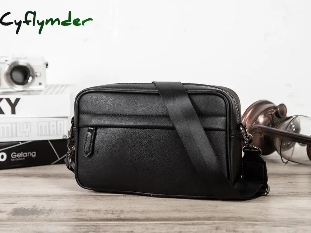 Cyflymder Fashion Luxury Men’s Crossbody Bag Business Pu Leather Shoulder Bags Men Solid Flap