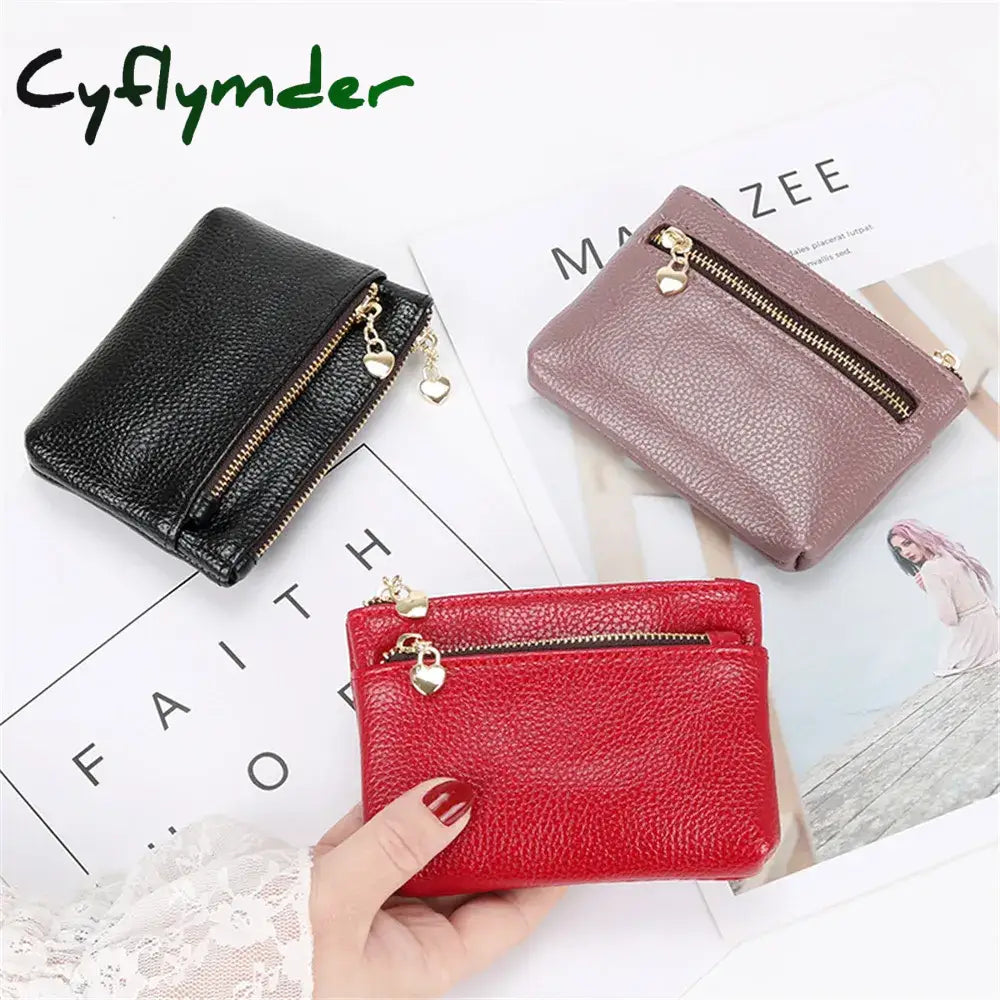 Cyflymder Fashion Lychee Pattern Pu Leather Coin Purse Mini Change Purses Women’s Wallets Card